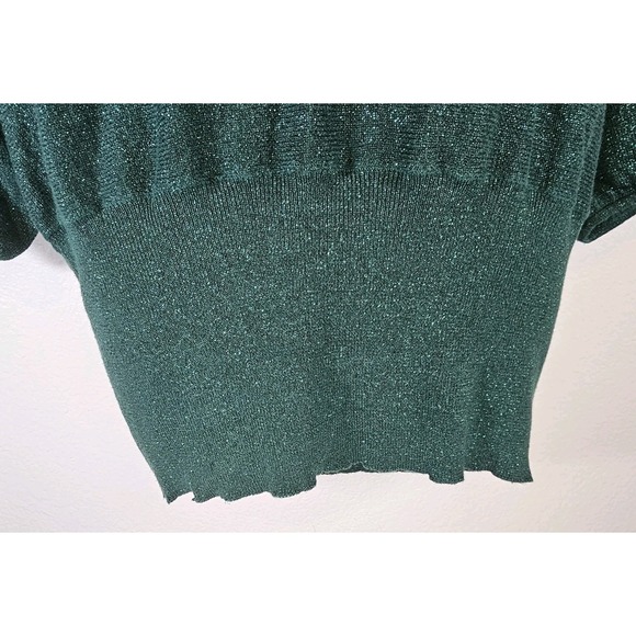 Style & Company Top Woman XL Green Sparkly 3/4 Sleeve Scoop Neck Tapered Waist - Picture 12 of 13